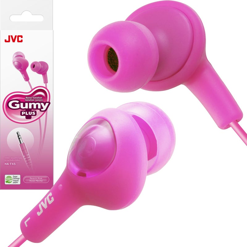JVC HAFX5P Gumy Plus Inner Ear Headphones (Pink) - Image 1